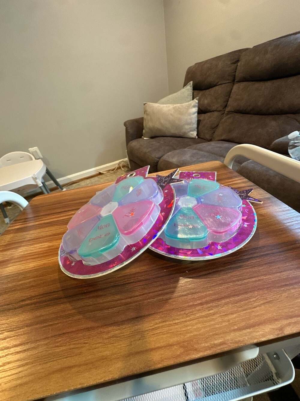 bebe 7-Day Pill Organizer Star Holographic Flower Pill Box
